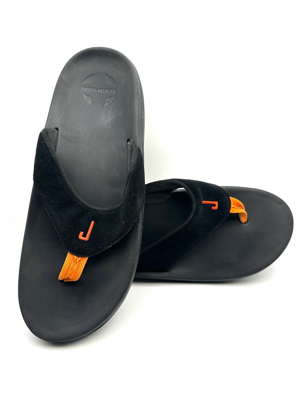 Jackwest Recovery Flip Flops Sandals Black Orange Size 12 Comfort Slides